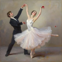 oil painting dancer woman, with dancer men herb rose, by greg rutkowski, artstation