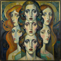 realistic detailed modern art deco painting of weird mysterious portraits from layers of fear in the style of donato giancola sharp focus