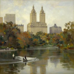 central park, new york in 1 9 3 0 in the style of hudson river school of art, oil on canvas