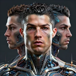 portrait of a ronaldo nazario as a cyborg. intricate abstract. intricate artwork. by tooth wu, wlop, beeple, dan mumford. octane render, trending on artstation, greg rutkowski very coherent symmetrical artwork. cinematic, hyper realism, high detail, octane render, 8 k, iridescent accents