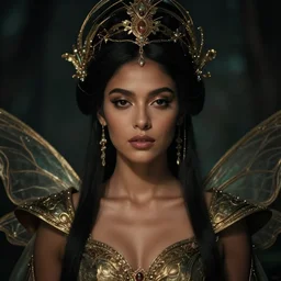 modern portrait of fairy goddess, zoom, rule of thirds, atmosphere, intricate, regal, latinas, ( brown skin ), symmetrical!!, loreal, maybelline, sephora, loreal, artstation, art by gonzalo ordonez arias, moody, ( ( cinematic ) ) concept art, filmic, vsco