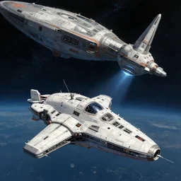 original composition ideas for a space opera science fiction scene of a little spaceship approaching a bigger one, concept art, trending on artstation