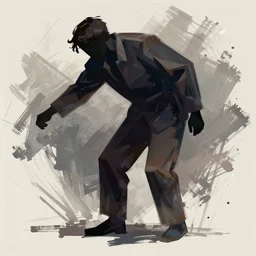 vector image of a figure posing, weak, burdened, hatch backed, dark figure, brushstrokes, by ismail inceoglu, extremely detailed, 8 k