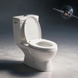 mothership that looks like a toilet, cinematic photograph, wide angle, space