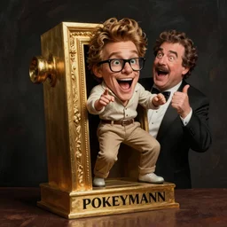 pokeymahn with the pokey and the man and thing where the guy comes out of the thing and he ( cosby noises ) bargh argh argh