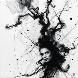 detailed transparent acrylic brush strokes, abstract, fine art pencil lines, chaos on canvas, award winning painting, black smoke, character design, rule of thirds, transparent artwork, transparent holes, by chiara bautista and beksinski and norman rockwell and tom bagshaw