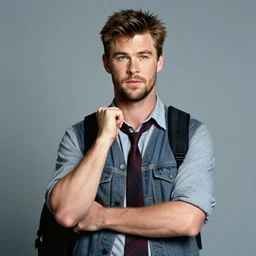 an awkward school photo of chris hemsworth, style is 1 9 9 2, studio lighting, film