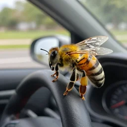 bee driving a car