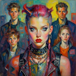 a beautiful painting of a atom punk girl by sachin teng and pascal blanche and josan gonzalez and greg rutkowski and sachin teng and sandra chevrier. in style of futurism art. brush stroke, vibrating colors, hyper detailed. 4 k texture. beautiful features. octane render. trending on artstation
