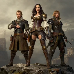 highly detailed steampunk gal gadot standing on a boulder : leonardo da vinci, greg rutkowski, magali villeneuve