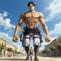 a photo of giant colossal titan from attack on titan walking over alicante, 4 k.
