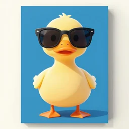 a duck wearing sunglasses, funky poster art