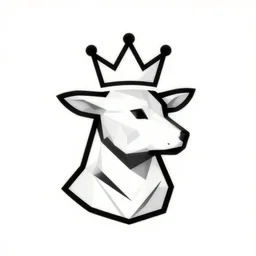 2 d logo, stag wearing a crown, vector line art, polygon