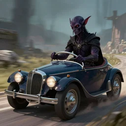 dark elf driving retrowave car hd art artstation