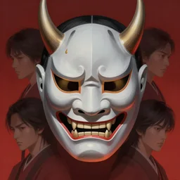 samurai shinigami in oni mask, soft grey and red natural light, full frame, intricate, digital painting, artstation, concept art, smooth glowing, sharp focus, illustration, art by greg rutkowski and luis rollo and uang guangjian and gil elvgren, symmetry!
