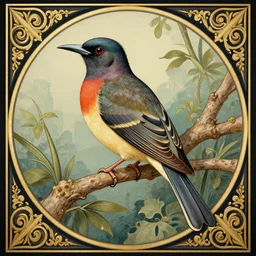 a motmot bird in an art noveau styles