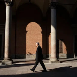 Ingmar Bergman walking in Bologna