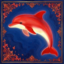 a drawing of a glowing red dolphin, tumblr, qajar art, maximalist, official art, artwork