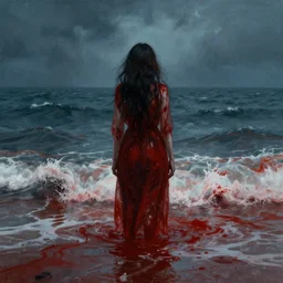 an ocean of blood | creepy romantic art piece