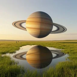 symmetry!! free fall, planet saturn, surreal landscape, grassland, floating people, golden hour, very detailed, perfect composition, perfect lighting, 4 k, trending on artstation, greg rutkowski, derek zabrocki, artgerm, 3 d render, octane render