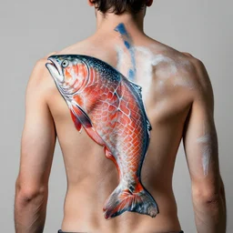 salmon body paint human form detailed photography