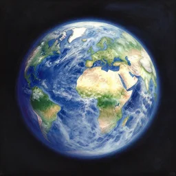 the earth from space. paint brush strokes, abstract watercolor painting of planet earth, cinematic light, american romanticism by greg rutkowski, by leonid afremov