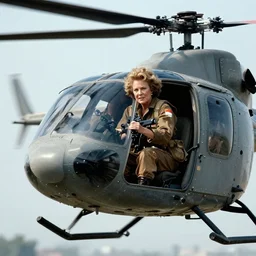 betty white in a helicopter during the vietnam war machine gunner action photography