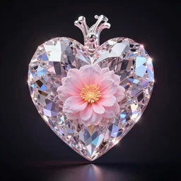 crystal heart with a blooming core, hyper realistic