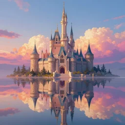 the fantasy castle in the distance, art by greg rutkowski, digital art, trending on artstation, symmetry!!, epic composition, wide angle shot, colorful skies