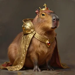 A digital fantasy painting of a noble capybara in full paladin regalia, by greg rutkowski, trending on artstation