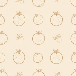 fruit illustration, repeating pattern, light tan background, simple illustrative