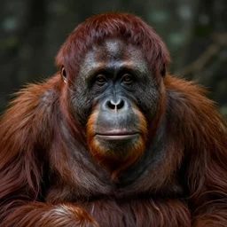 an epic matte painting portrait of an orangutan, in the style of algernon blackwood, highly detailed digital art, ornately detailed, muted color, photorealistic