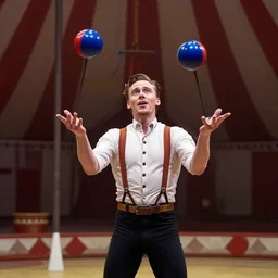 Tom Hiddleston as a juggler in a circus