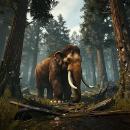 mammoth tree forest in ruins post - nuclear war in fallout 4, in game screenshot
