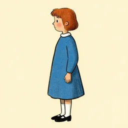 female profile portrait , full body, Raymond briggs, digital art, trending on artstation