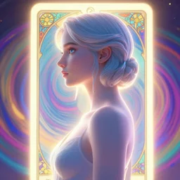 side portrait, imogen poots paladin, gloomhaven, soft, smooth, luminescent, art nouveau tarot, backlit glow, colorful swirly ripples, gaudy colors, aesthetic octane render, 8 k, by greg rutkowski, jesper ejsing, rhads, ilya kuvshinov, cushart krenz