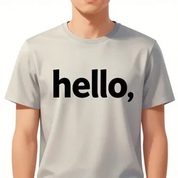 a man with a shirt with the text hello, trending on artstations, aesthetic, masterpiece, matte painting digital illustration