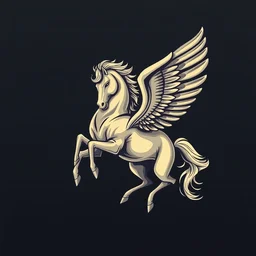 a logo of a pegasus, vintage style, art piece, portrait, super detailed, ultra realistic, vector graphics