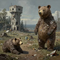 Care bears left alone in a decrepit care alot to rot photo realistic 8k hyperdetailed A Separate Reality: New Paintings of Dystopian Worlds by Alex Andreev