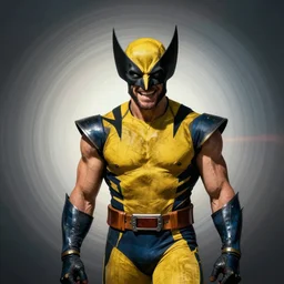 Wolverine is laughing at you, Greg Rutkowski, Frank Frazetta, trending on Artstation, 8K, ultra wide angle, establishing shot, pincushion lens effect, zenith view