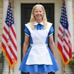 Joe Biden dressed as Alice in Wonderland