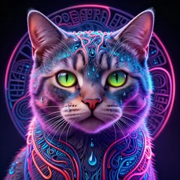 cat, neon, fibonacci, sweat drops, insane, intricate, highly detailed, digital painting, artstation, concept art, smooth, sharp focus, illustration, Unreal Engine 5, 8K, art by artgerm and greg rutkowski and alphonse mucha