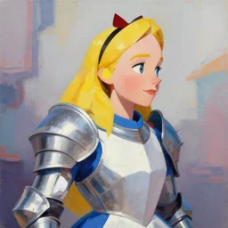 greg manchess portrait painting of partially armored alice in wonderland as overwatch character, medium shot, asymmetrical, profile picture, organic painting, sunny day, matte painting, bold shapes, hard edges, street art, trending on artstation, by huang guangjian and gil elvgren and brom