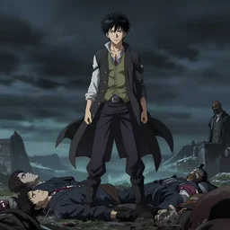 levi ackerman, standing on corpses, cinematic