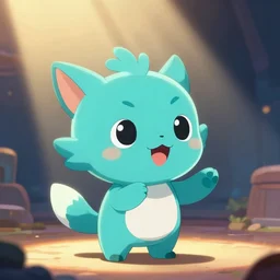 zoom of cyan cute spirit axie pet speaking inspiring speach, fantasy, studio ghibli, clean cel shaded vector art, cinematic lighting, volumetric lighting, smooth, sharp focus, highly detailed, render in unreal engine 5, artstation, deviantart, behance, trending, epic composition, octane, light rays, award - winning