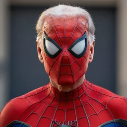 Joe Biden cast as spider-man, mask off, still from marvel movie, hyperrealistic, 8k, Octane Render,