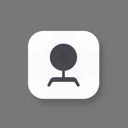a simplistic icon of a webcam, minimalistic icon, vector, app icon, icons 8, oversimplified logo, matte colours