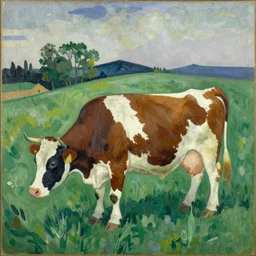 cow in a field by kandinsky