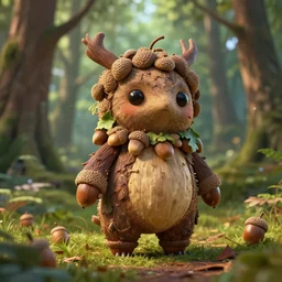 magical forest creature made from acorns, highly detailed, raytracing, octane, global illumination, unreal engine 5