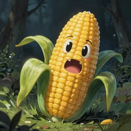 A corn monster sneaking, spooky, ark colors, extra detailed, digital illustration, by Makoto Shinkai and thomas kinkade, digital painting, Matte painting, trending on artstation and unreal engine